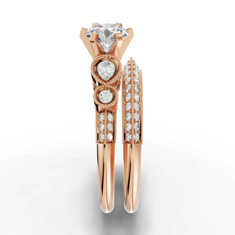 Dual band lab-grown ring rose gold close-up