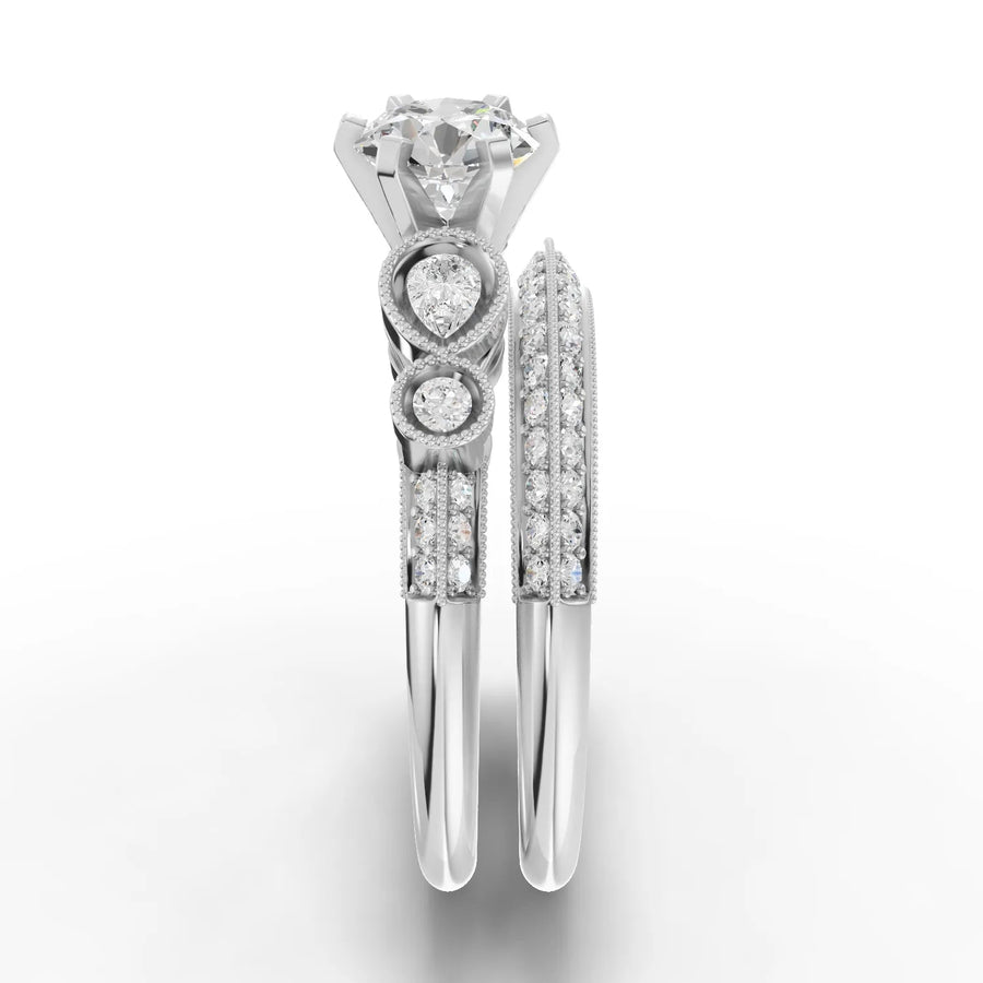 Dual band lab-grown ring white gold close-up