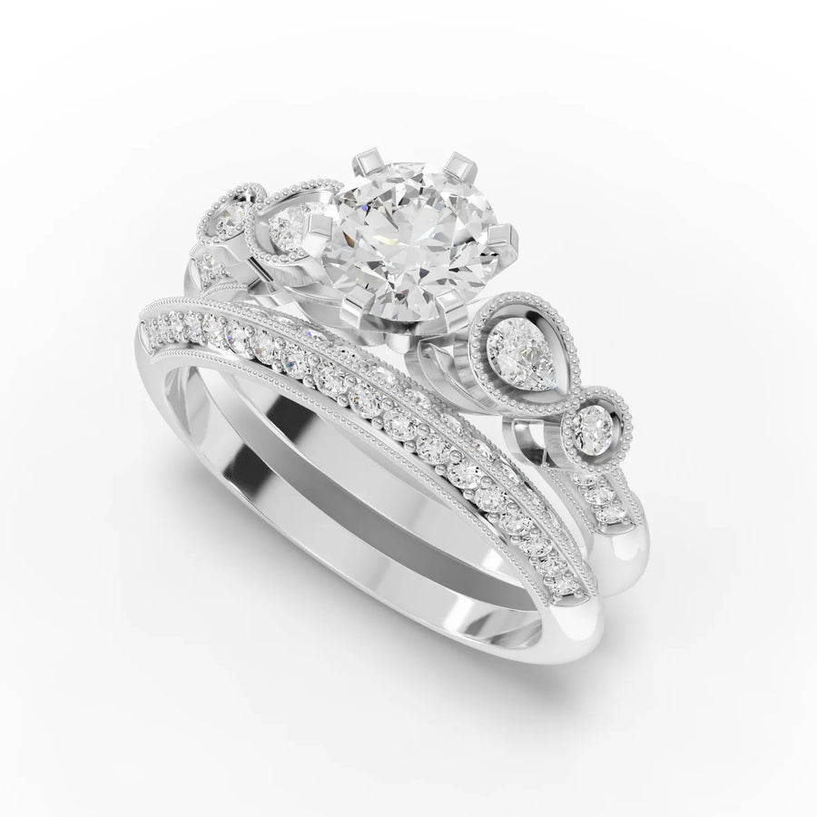 Dual band diamond ring white gold angle