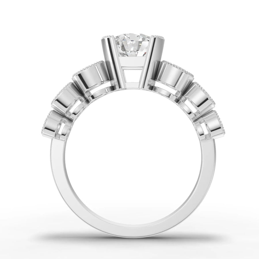Multi stone lab-grown ring white gold close-up