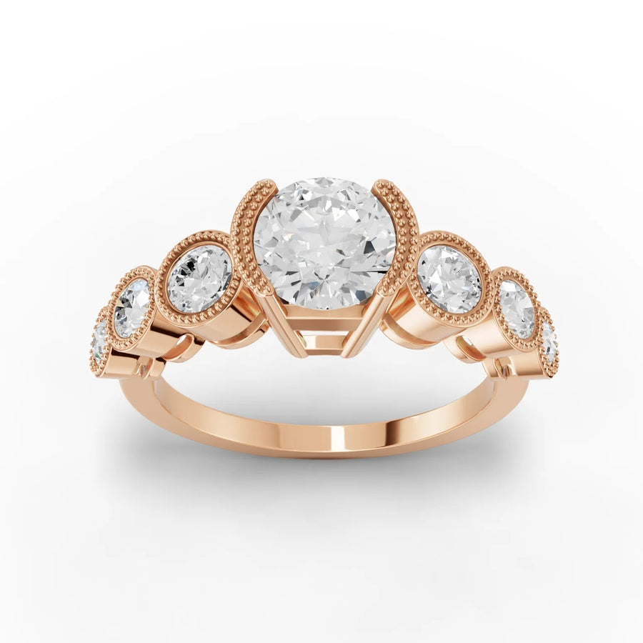 1.59 CT multi stone lab-grown diamond ring rose gold top view