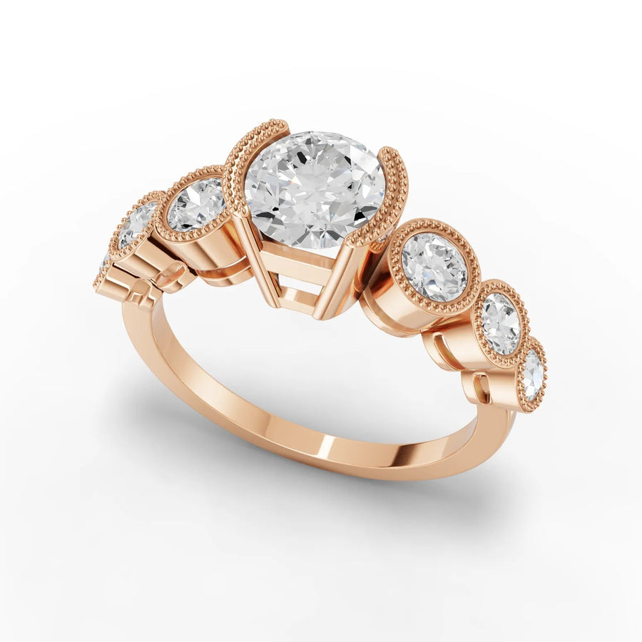 Multi stone diamond ring rose gold angle