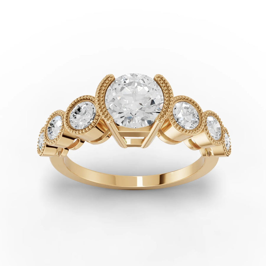 1.59 CT multi stone lab-grown diamond ring yellow gold top view