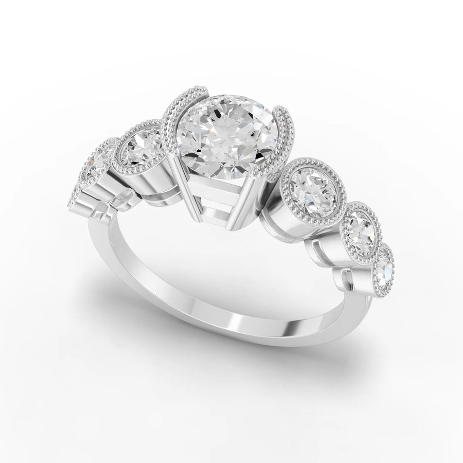Multi stone diamond ring white gold angle