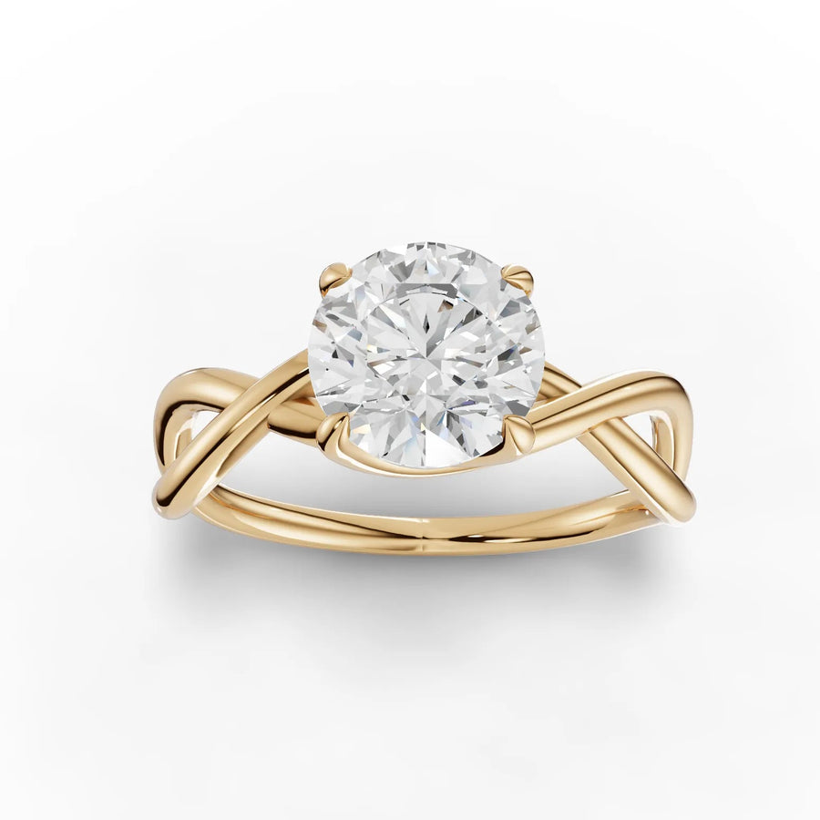 Yellow gold round solitaire ring