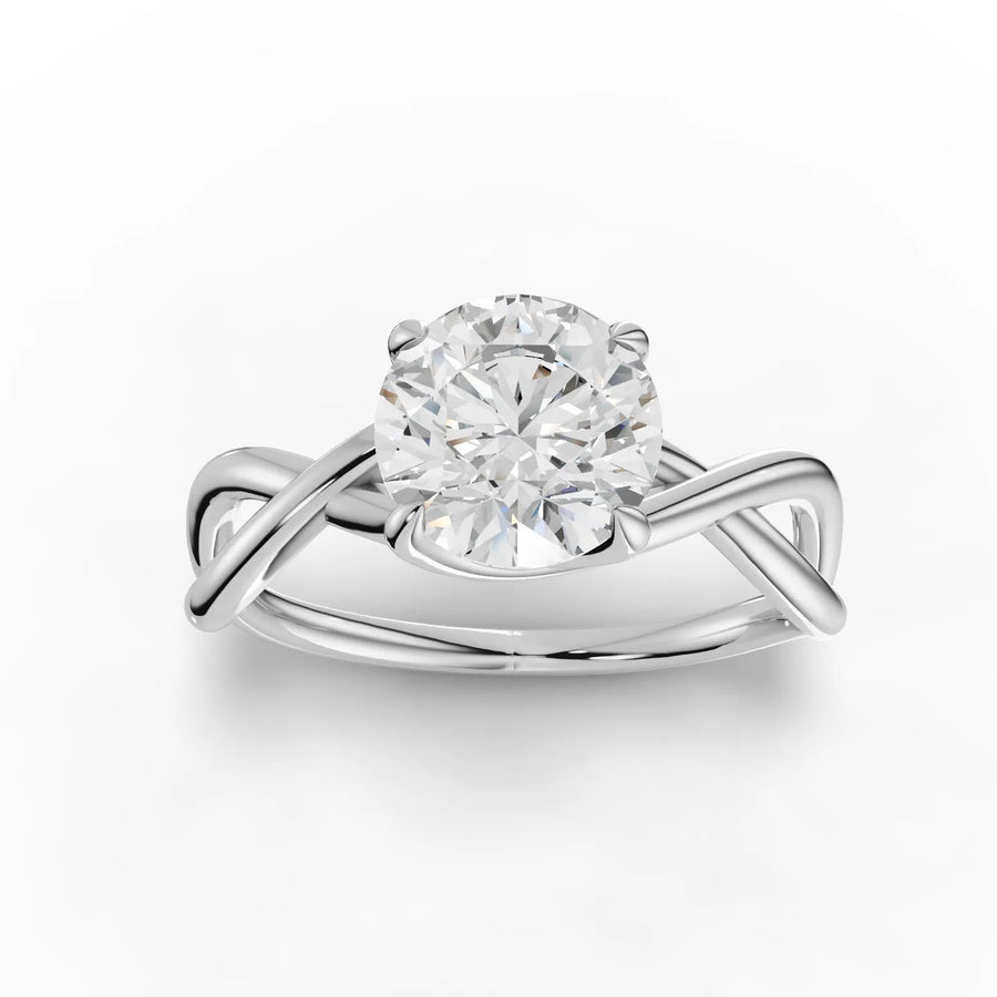 1.50 CT round lab grown diamond solitaire ring in 18K gold with a single round brilliant center stone