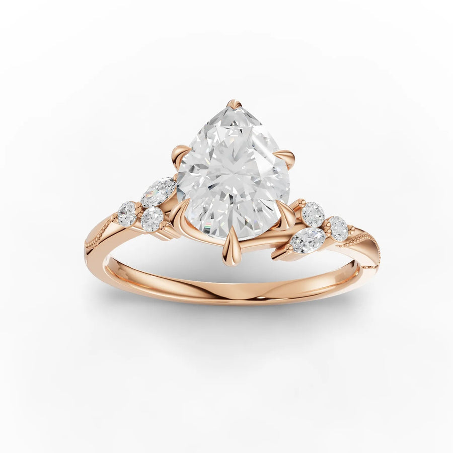 Rose gold pear marquise diamond ring