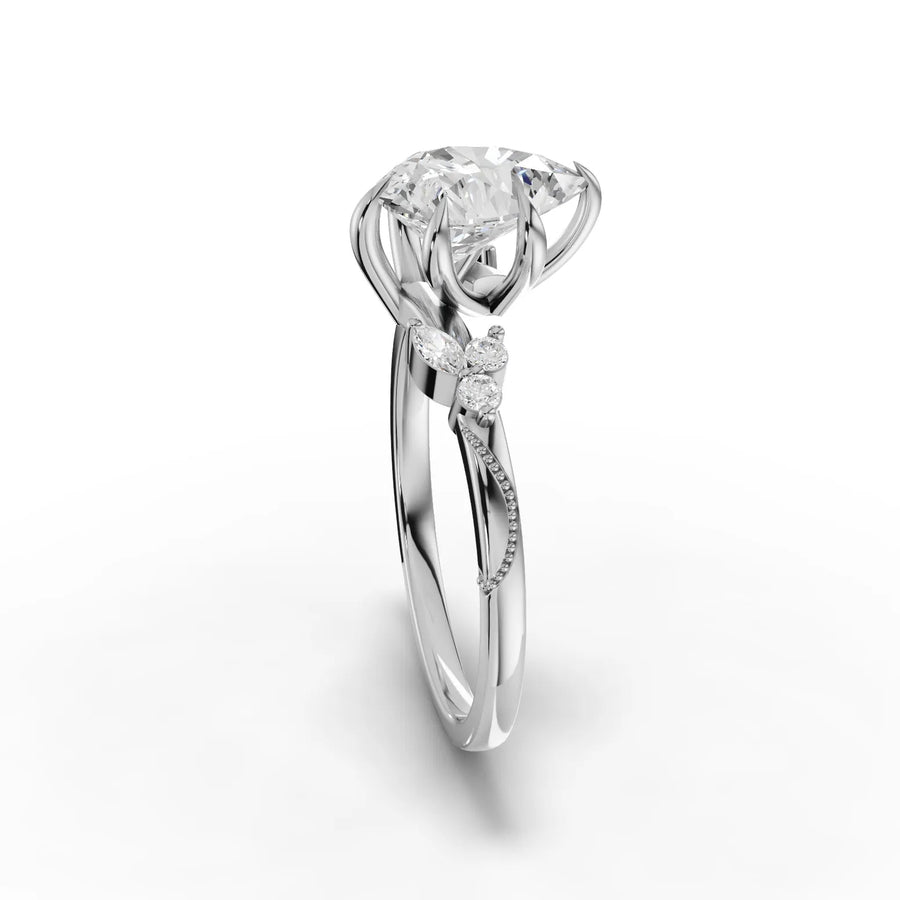 White gold marquise setting macro