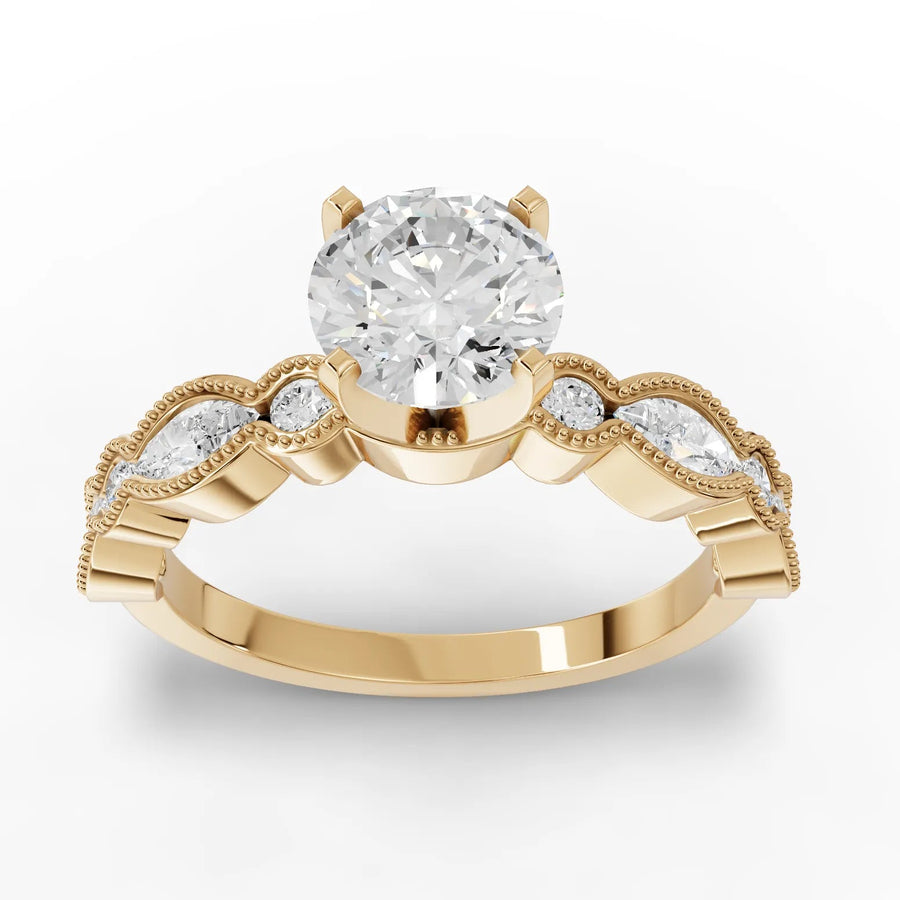 1.59 CT round lab-grown diamond ring yellow gold top view