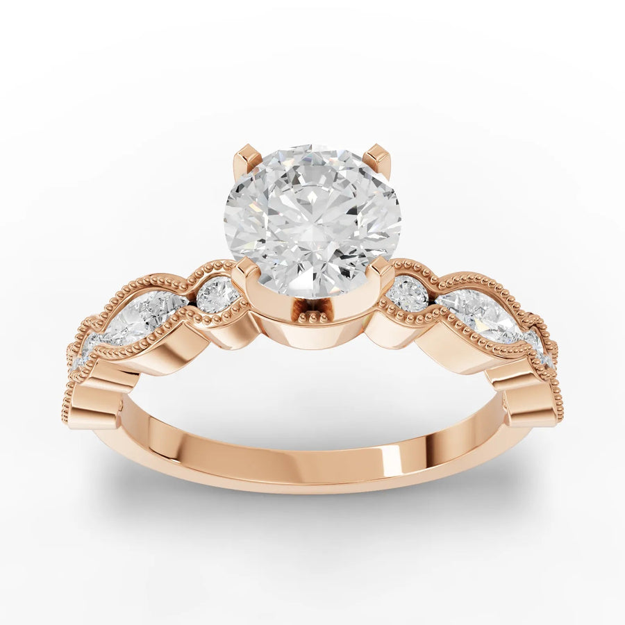 1.59 CT round lab-grown diamond ring rose gold top view