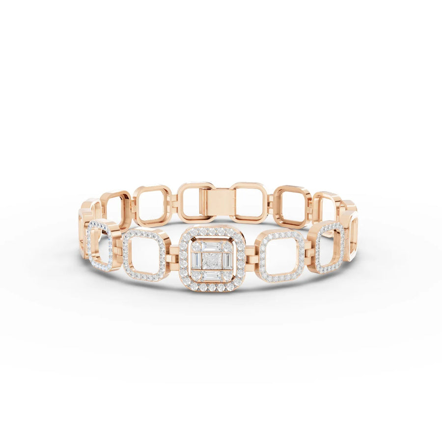 Rose gold princess cluster detail