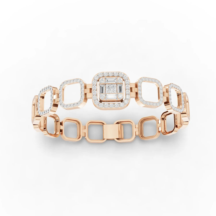 Square link bracelet in rose gold