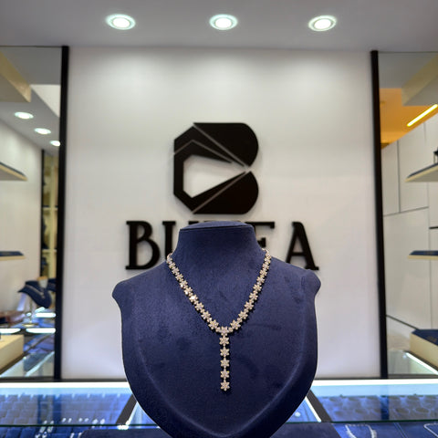 Y-Necklace Featuring Brilliant Lab-Grown Diamond Cluster Motifs with Drop Pendant Finish