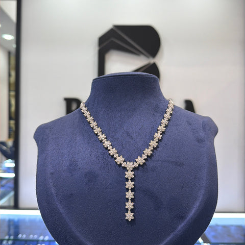 Y-Necklace Featuring Brilliant Lab-Grown Diamond Cluster Motifs with Drop Pendant Finish