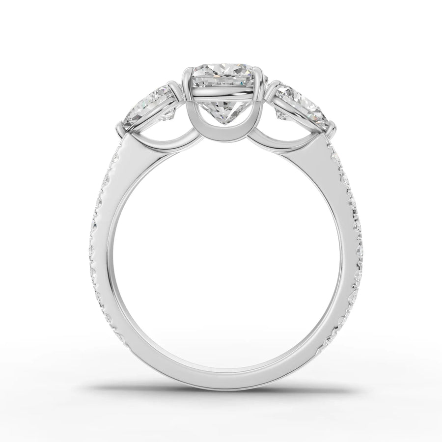 Cushion lab-grown ring white gold close-up
