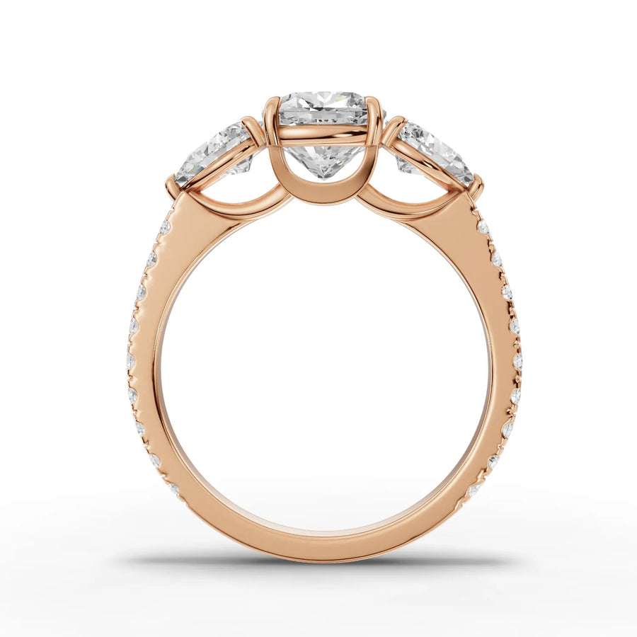 Cushion lab-grown ring rose gold close-up