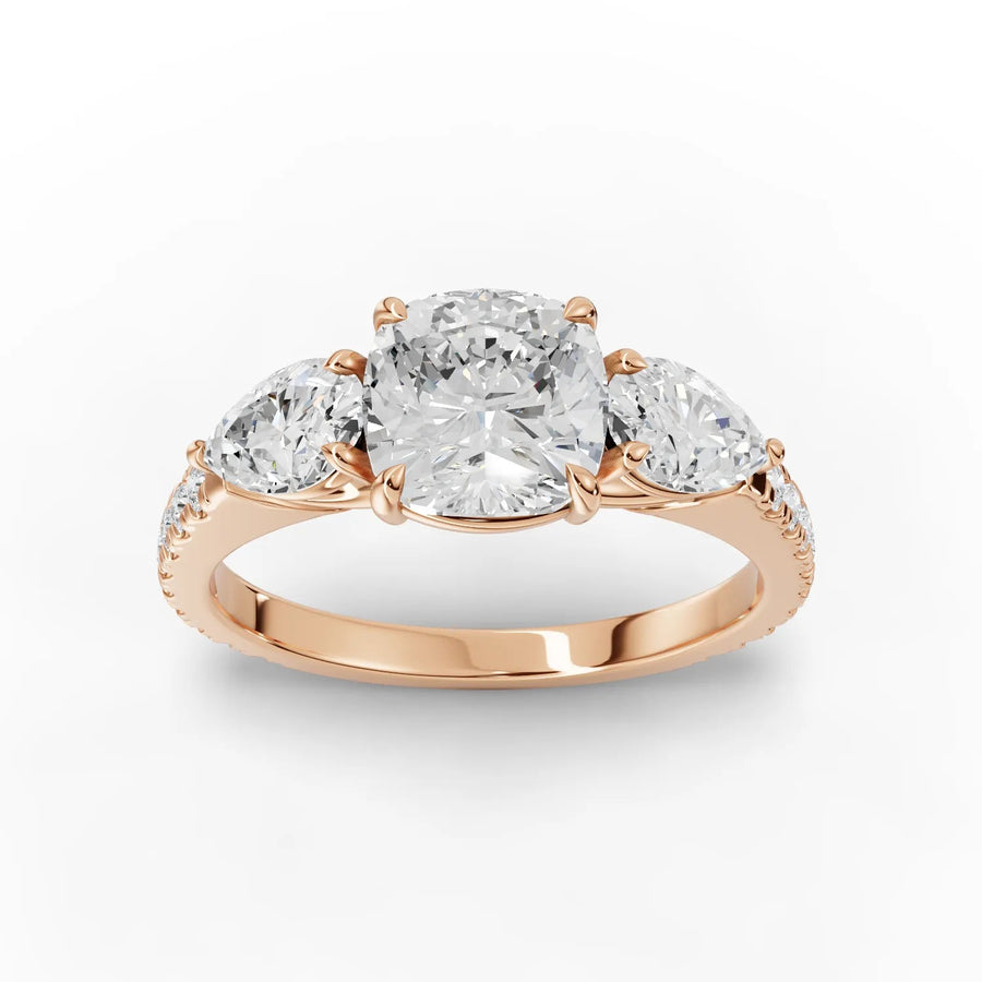 2.32 CT cushion lab-grown diamond ring rose gold top view
