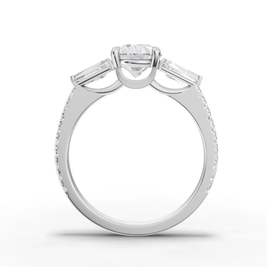 Pear trinity lab-grown ring white gold close-up