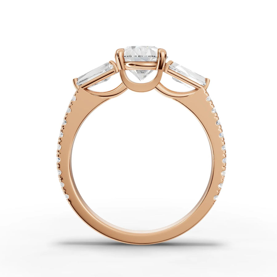 Pear trinity lab-grown ring rose gold close-up