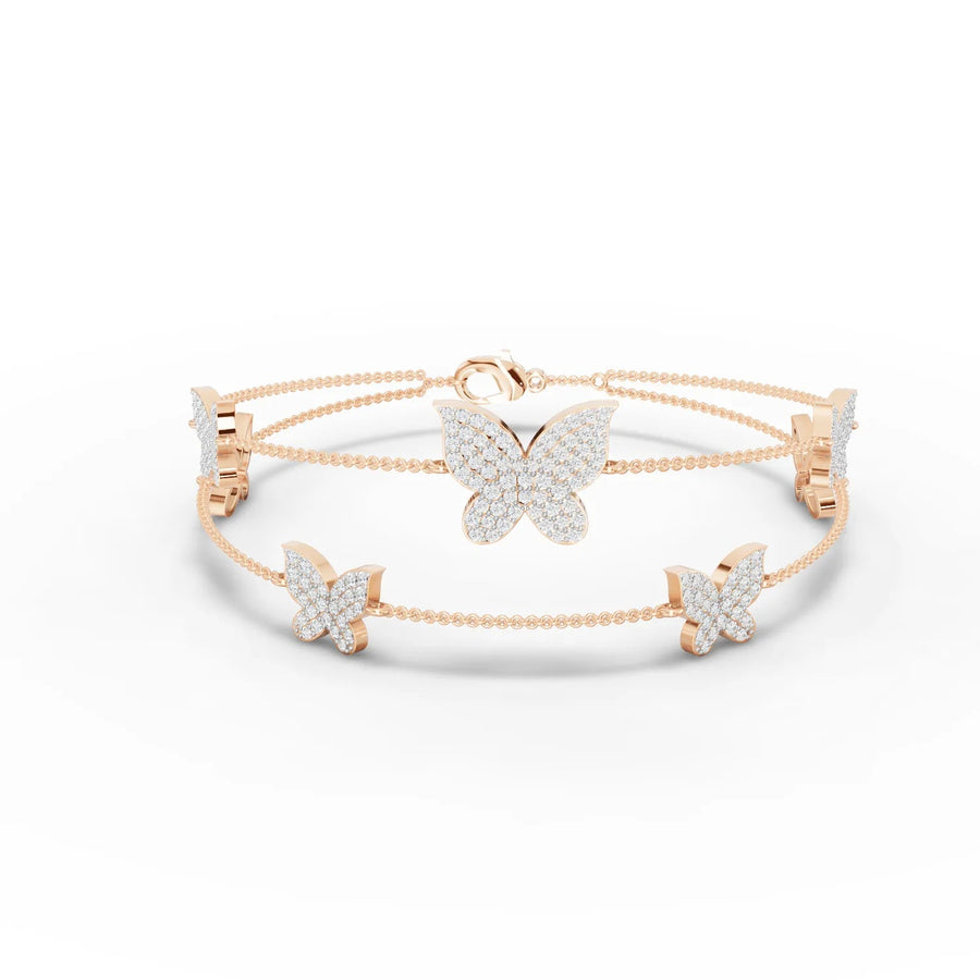 Butterfly motif bracelet in rose gold
