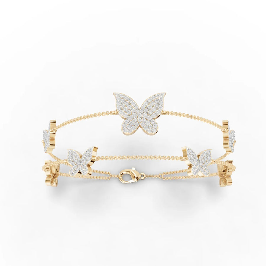 Butterfly diamond bracelet in yellow gold