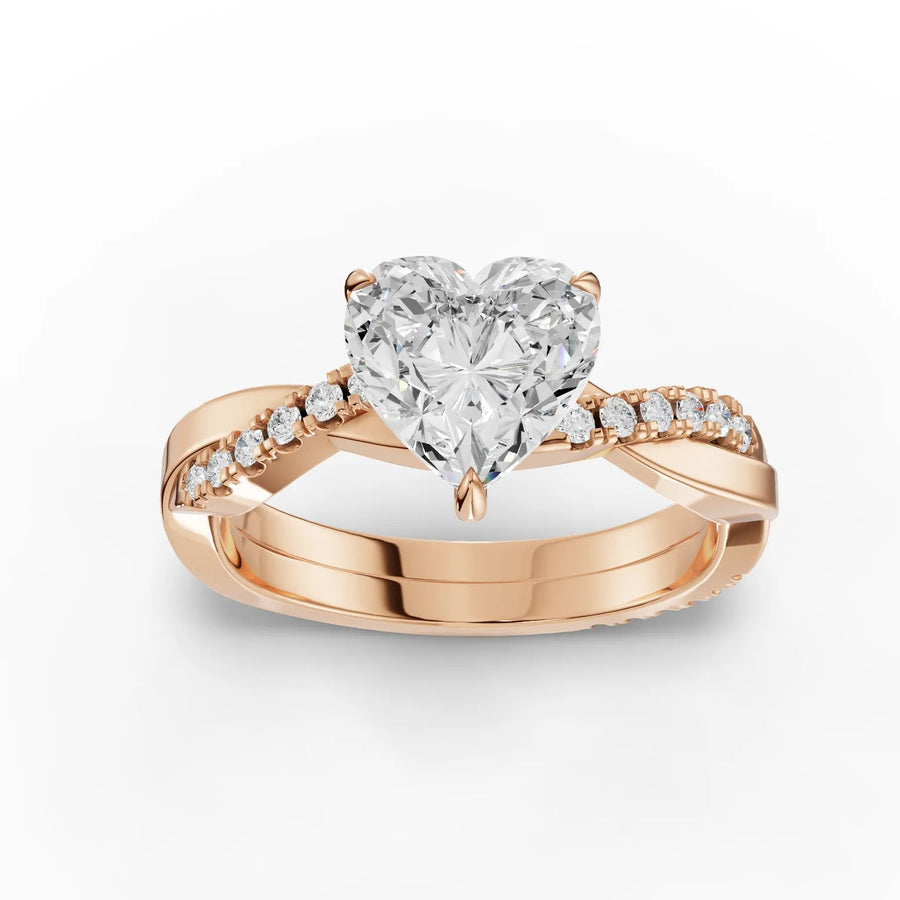 Rose gold heart pavé diamond ring