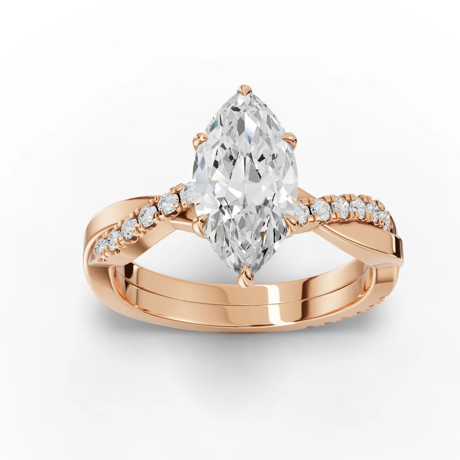 Rose gold marquise pavé engagement ring