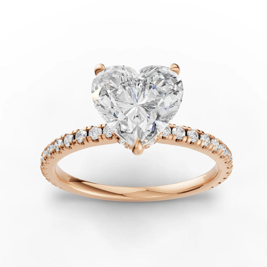 Rose gold heart pavé diamond ring