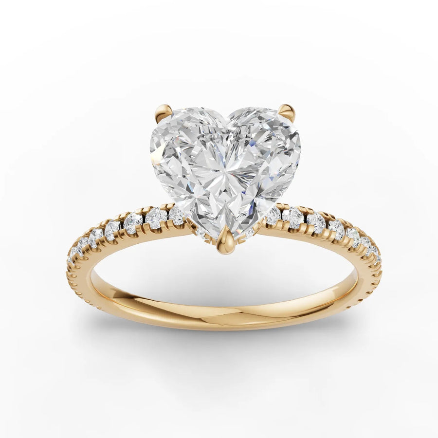 Yellow gold heart pavé diamond ring