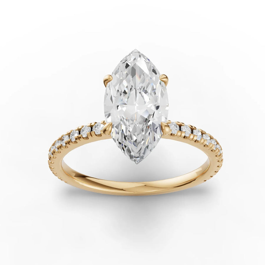 Yellow gold marquise pavé diamond ring