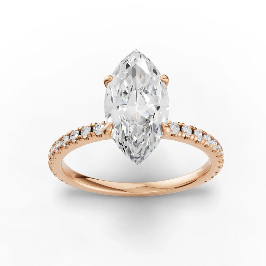 Rose gold marquise pavé diamond ring