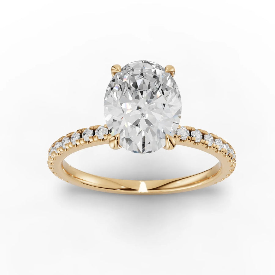 1.79 CT oval lab-grown diamond ring yellow gold top view