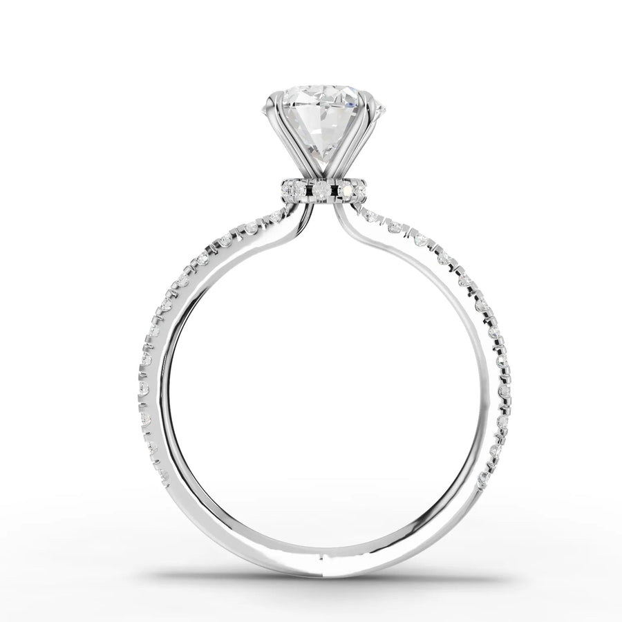 Oval lab-grown diamond ring white gold close-up