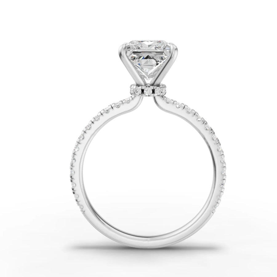 Princess lab-grown ring white gold close-up