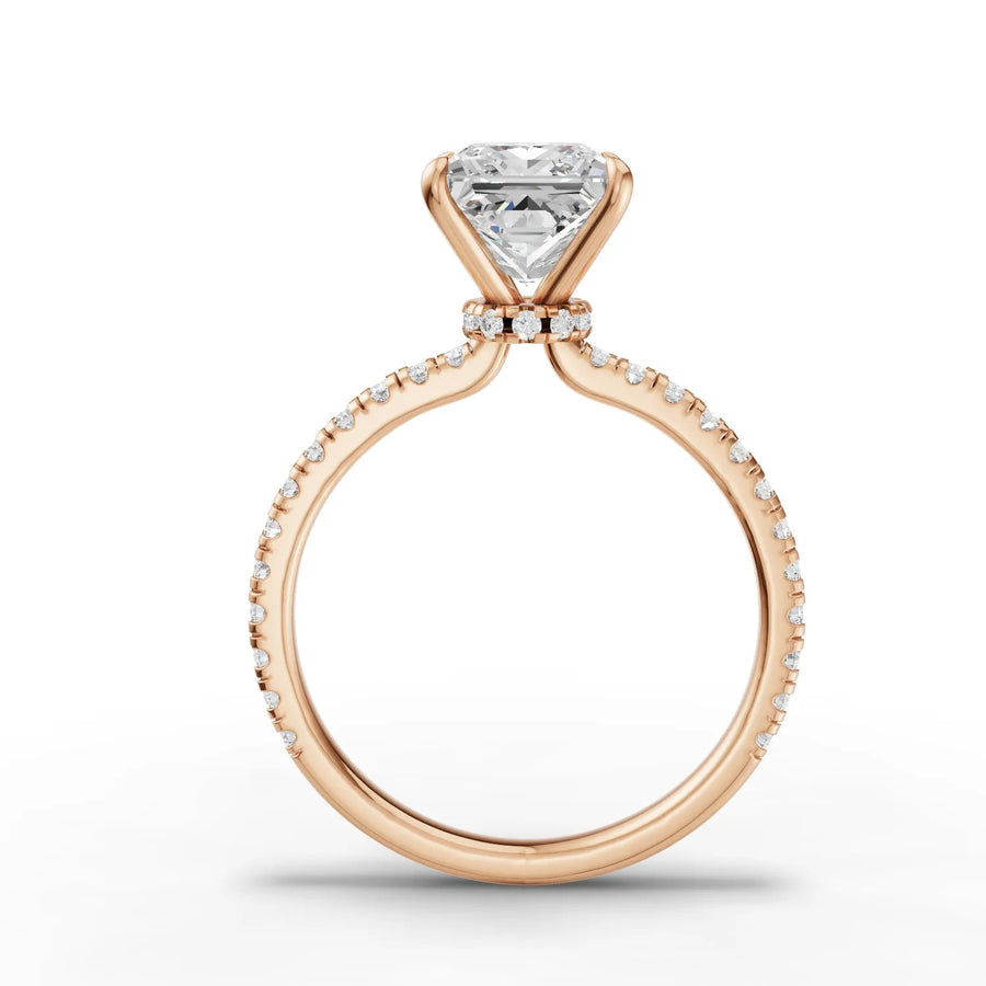 Princess lab-grown ring rose gold close-up