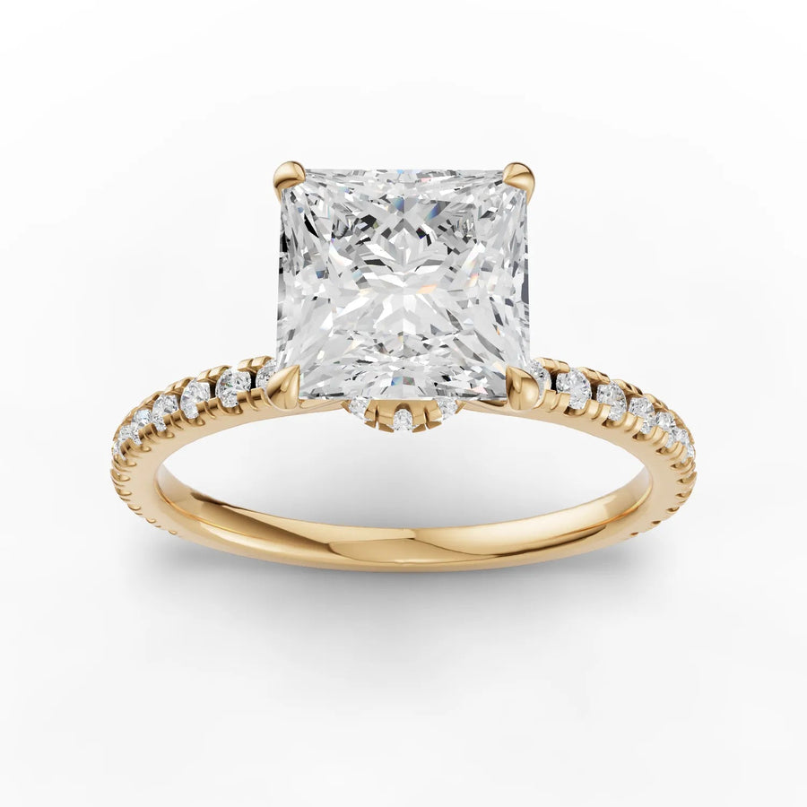1.79 CT princess lab-grown diamond ring yellow gold top view