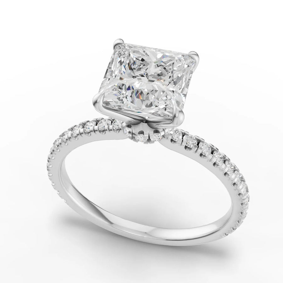 Princess diamond band ring white gold angle