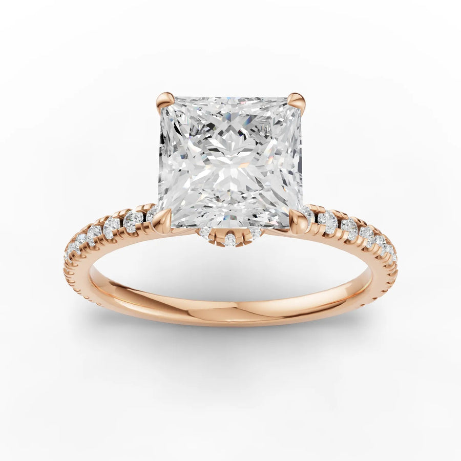1.79 CT princess lab-grown diamond ring rose gold top view