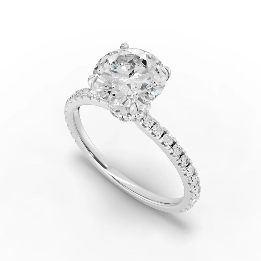 Round half pavé ring white gold angle