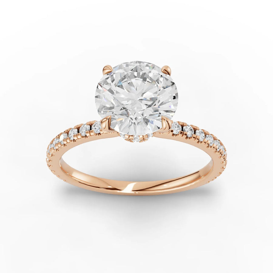 1.79 CT round lab-grown diamond ring rose gold top view