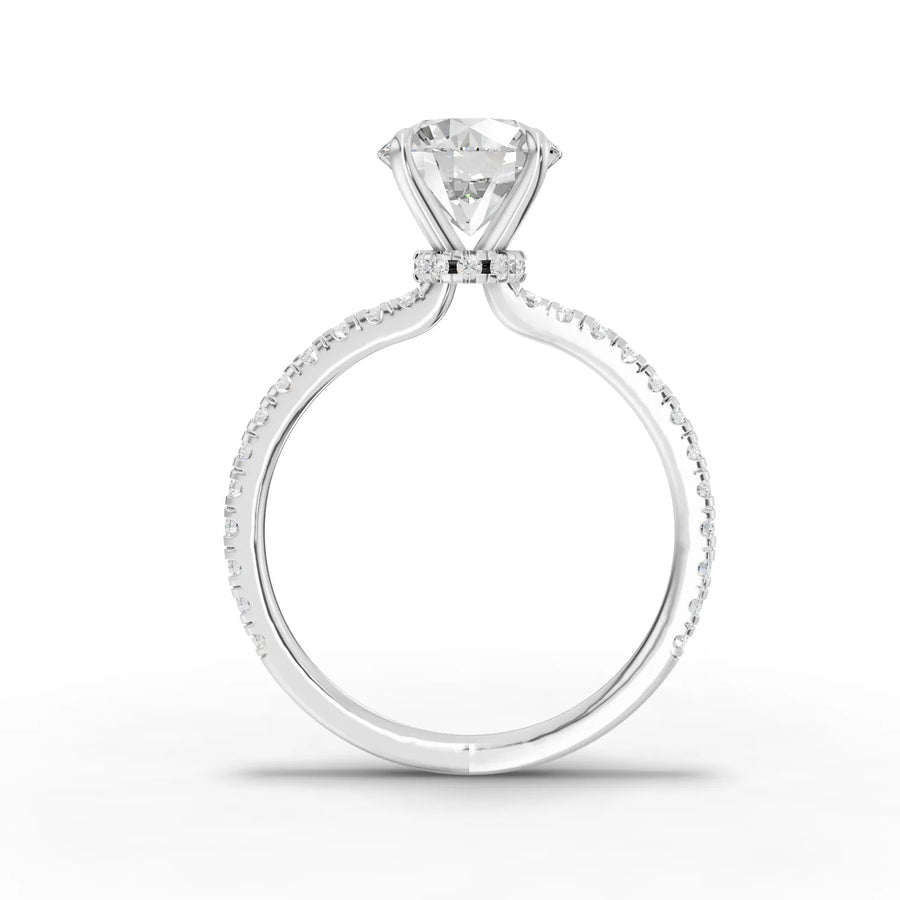 Round lab-grown ring white gold close-up