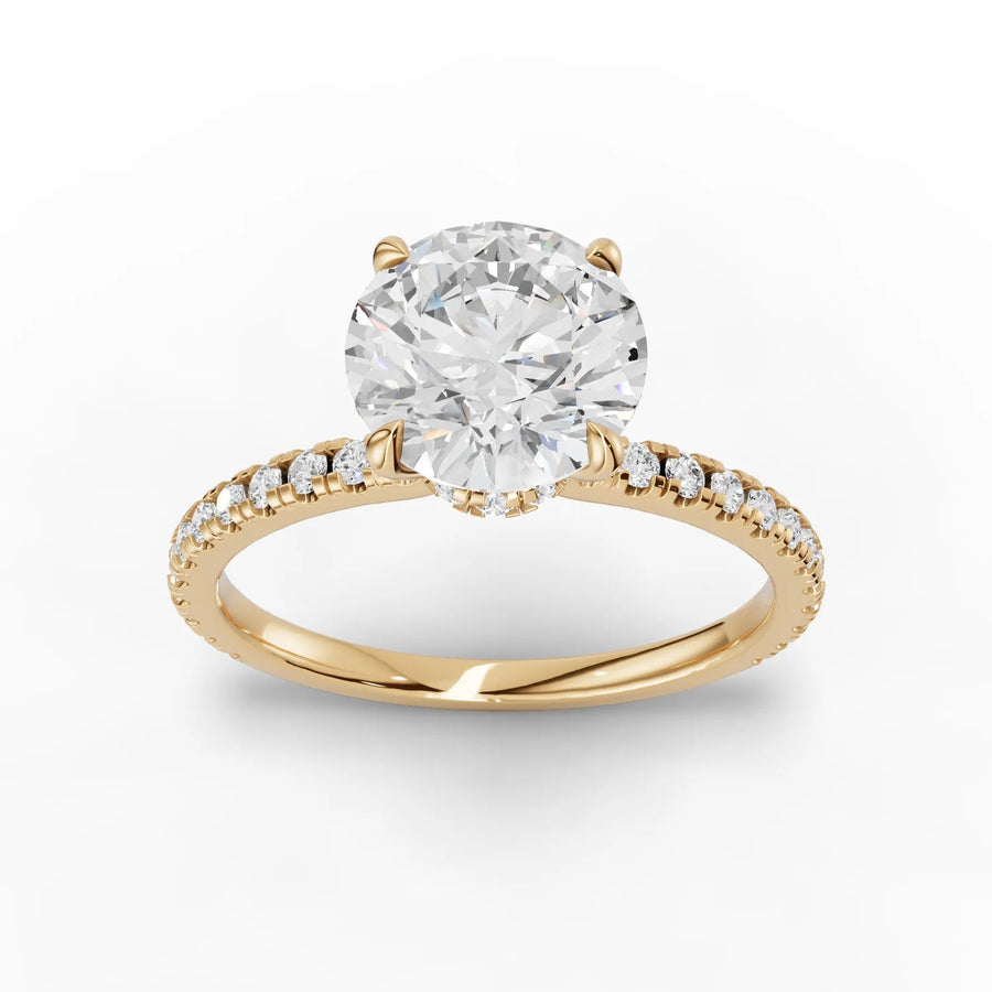 1.79 CT round lab-grown diamond ring yellow gold top view