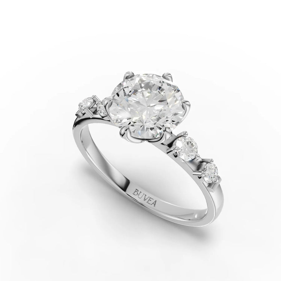 1.70 CT three-stone ring white gold angle view