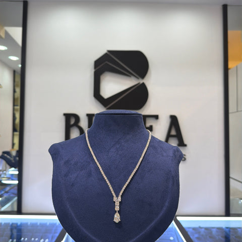 Tennis Y-Necklace Featuring Lab-Grown Diamonds with Pear-Cut Drop Pendant