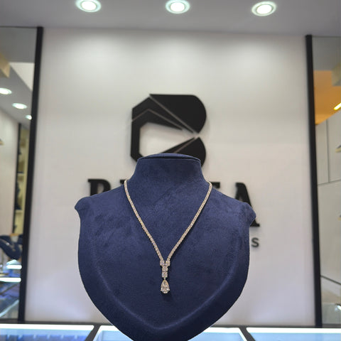 Tennis Y-Necklace Featuring Lab-Grown Diamonds with Pear-Cut Drop Pendant