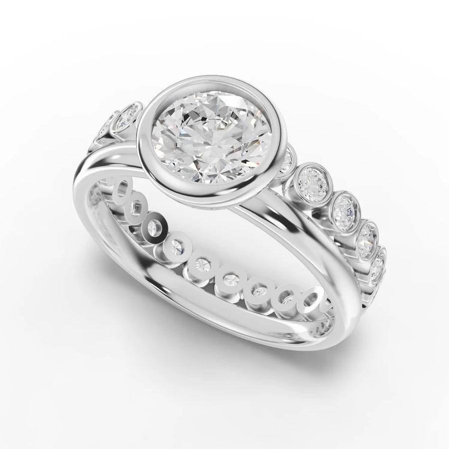 Round bezel ring white gold angle