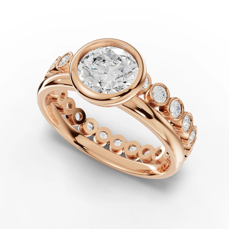 Round bezel ring rose gold angle