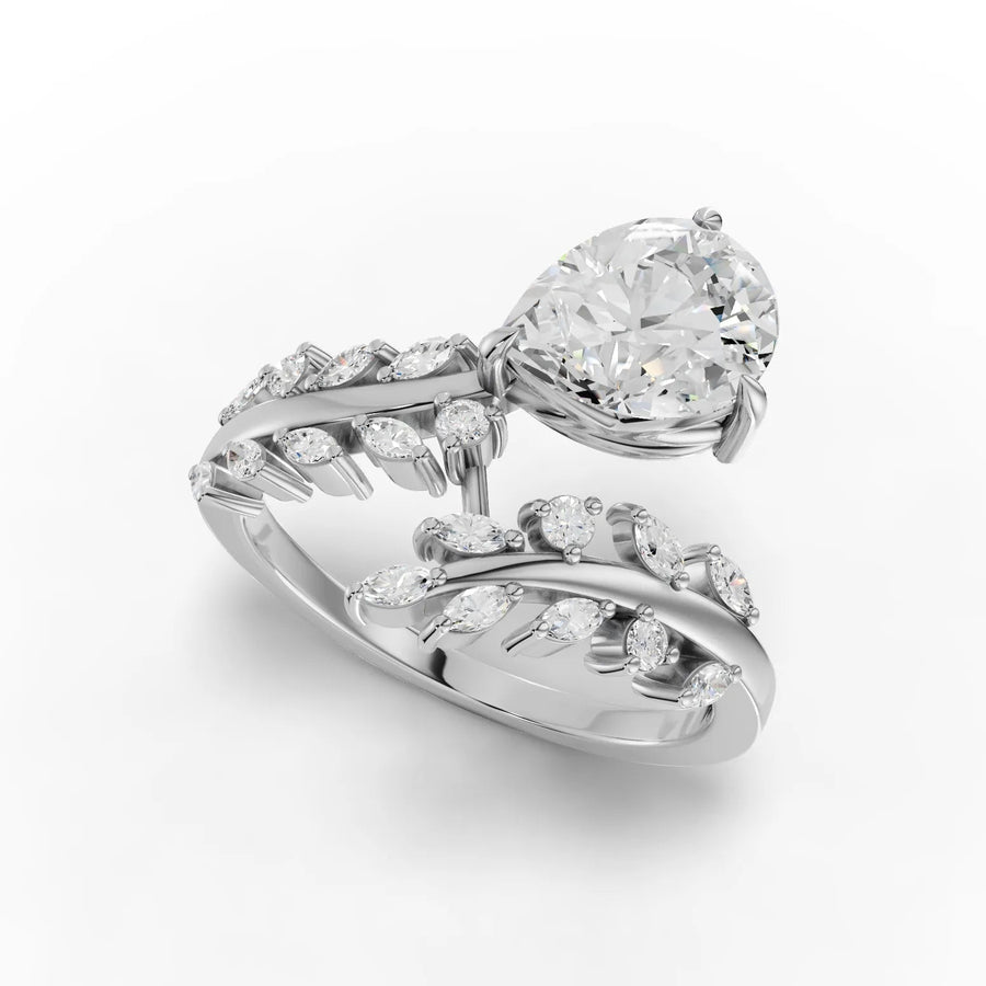White gold halo ring detail