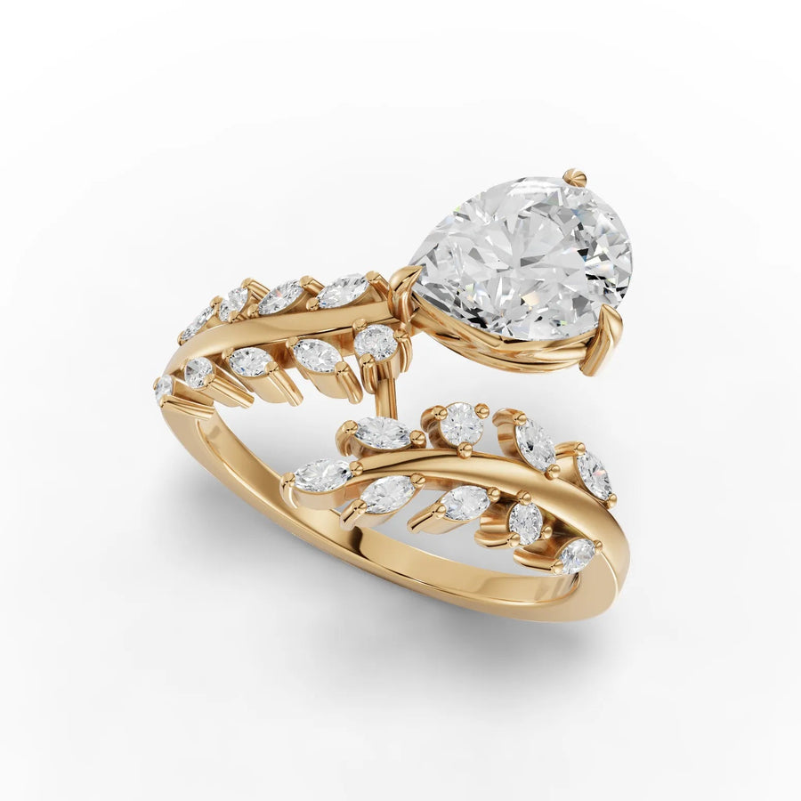Yellow gold marquise brilliance macro