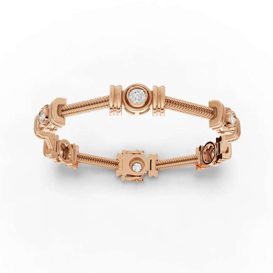 1.8 CT lab-grown diamond cable bracelet rose gold bezel front view